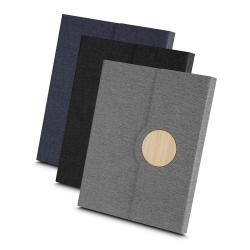 Caderno de Anotações Capa Tecido e Bambu Personalizado