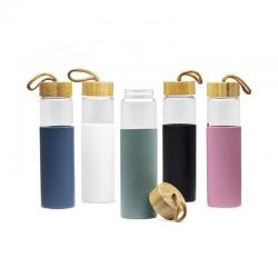 Garrafa de Vidro 750ml com Tampa de Bambu Personalizada