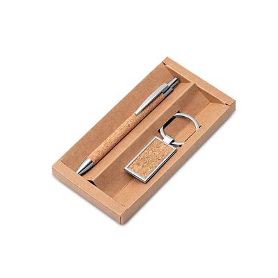 Kit Chaveiro e Caneta de Cortiça Personalizado