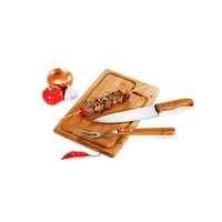 Kit Churrasco 3 Peças Inox com Tábua de Bambu Personalizado