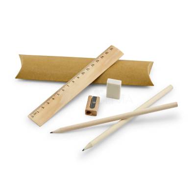 Kit Escritório com Régua, Lápis, Borracha e Apontador Personalizado