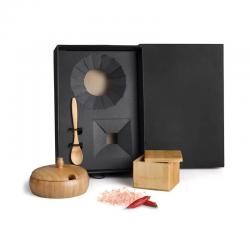 Kit Farinheira E Saleiro Em Bambu 3 peças para Brindes Personalizados