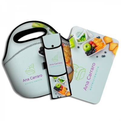 Kit Lancheira + Porta Talher + Jogo Americano Personalizado