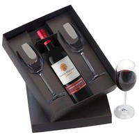 Kit Vinho com Garrafa e Duas Taças Personalizado