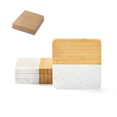 Porta Copos Mármore e Bambu Personalizado